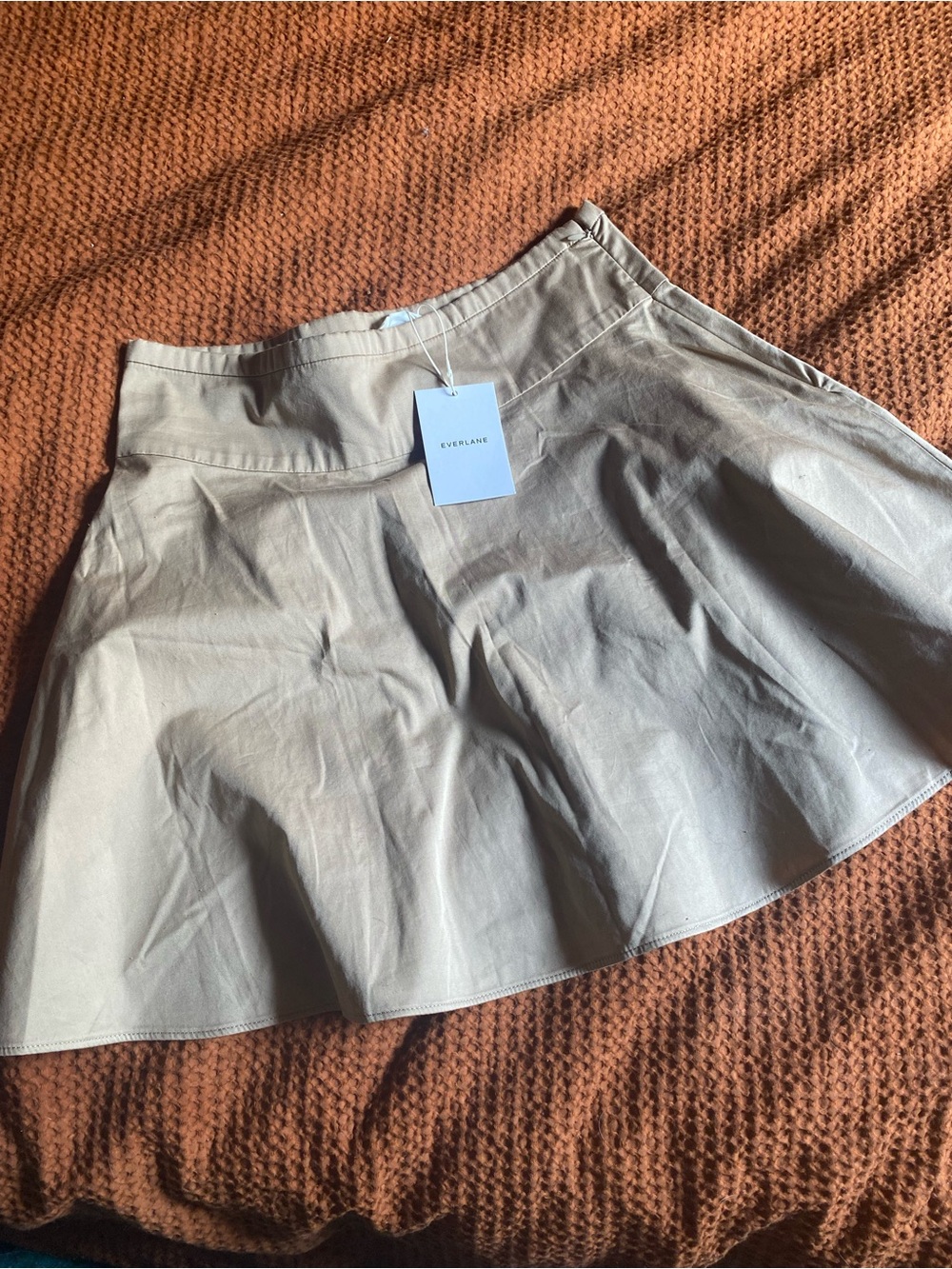 Everlane organic cotton a-line khaki skirt 12 NWT